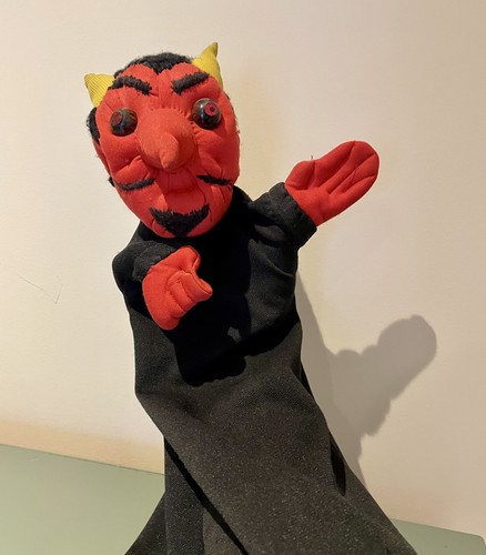 Vintage devil hand puppet red - hand,