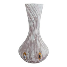Murano Glass Vase Pink White