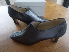 Pair Ladies Dk Pewter Reptile Pattern Leather LOTUS SHOES UK 6.5 CFit New RRP£60