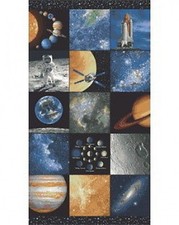 Space Solar System Planets Cotton Quilting Fabric Panel - 24" x 44"