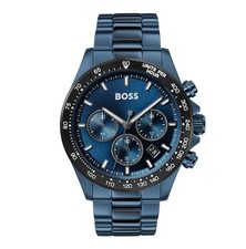 NEW HUGO BOSS 1513758 MEN'S STAINLESS BLUE STRAP & BLUE DIAL 45MM