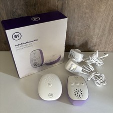 BT 400 Digital Audio Baby Monitor 087429 Purple White - TESTED WORKING With Box