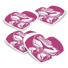4x Heart Vinyl Stickers Roller Skates Boots Retro 80's Disco #56112