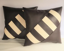 2 Brown & Cream Faux Leather