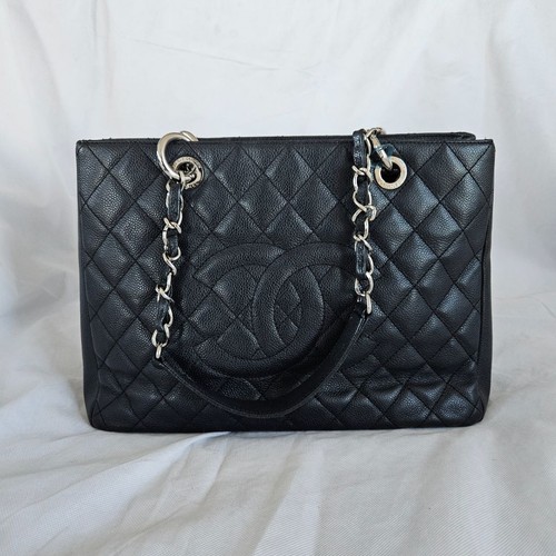Chanel black gst tote caviar - black,