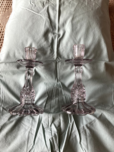 Pair vintage lead crystal - of,