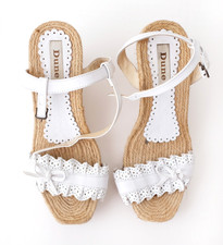 Ladies Dune white wedges
