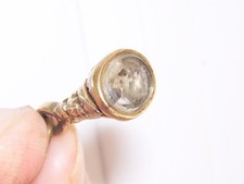 Beautiful Antique Georgian Rock Crystal Foil Backed 9ct Gold Seal Fob Pendant