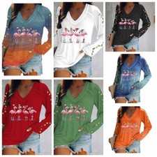 New Women Christmas Ladies Sport Loose Fit Pullover Flamingo Jumper Sweatshirt