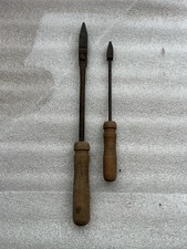 2x Vintage Soldering Irons Copper Bit Wooden Handle Antique Tinsmith Tools