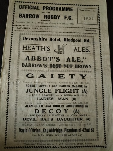 Vintage rugby league - rugby, programme