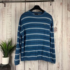 Rockport Mens Blue Striped Vintage Crewneck Jumper Size XL