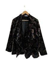 Sahara Velvet Jacket Blazer SIZE 1 / UK 10-12 Lagenlook Black Paisley Floral 