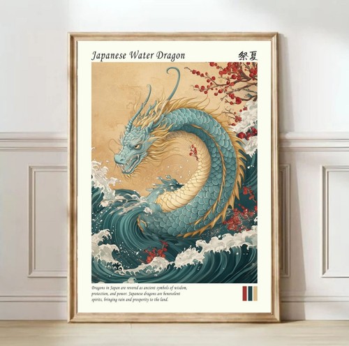 Japanese water dragon - water, japandi