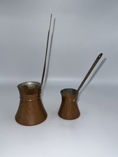 Vintage Copper Ladle Coffee Measuring Jugs Pots With Handles 
