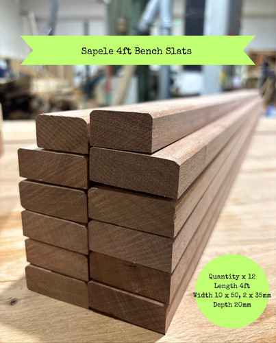 Planed sapele bench slats 4ft - bench,
