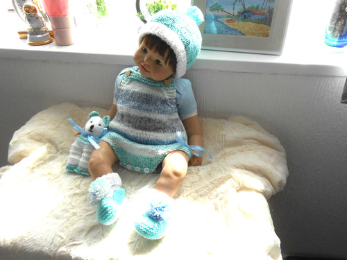 Hand knitted blue - blue, teddy