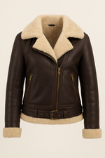 Women’s Brown B3 Sheepskin Flying Jacket Real Sheepskin Lining Luxury Aviator