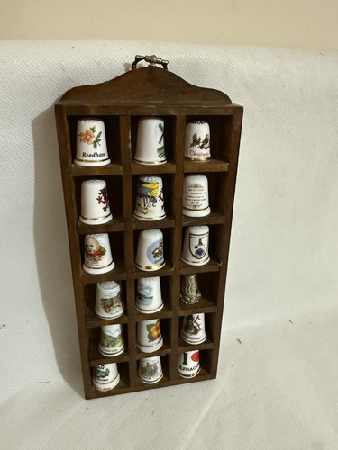 Thimble display case wooden - thimble,