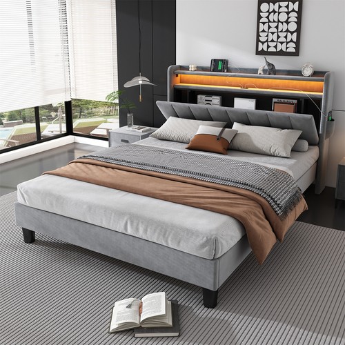 Upholstered platform bed 4ft6 - bed,
