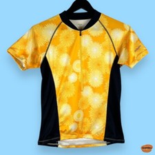 Vintage Cycling Jersey Shirt Top Racing Yellow Black Small Bike Sportswear