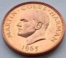 RARE Proof 1965 Lundy half puffin Martin Coles Harman - 3,000 Mintage