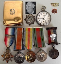 Great War Medal set with personal military items. Old Contemptible.