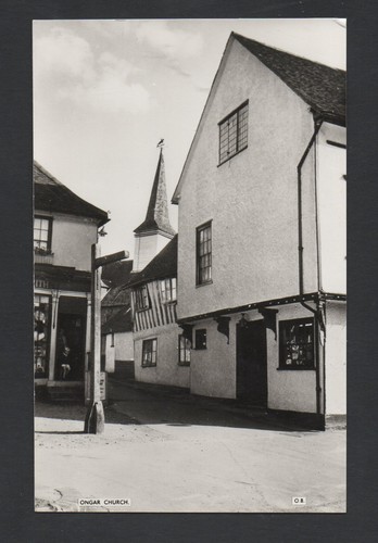 Old postcard ongar church - old, postcard: