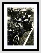 VINTAGE TRANSPORT HOT ROD ENGINE MOTOR CAR BLACK FRAMED ART PRINT B12X10416
