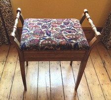 Edwardian Piano Stool or Dressing Table stool with firm seating and storage