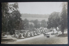 WW1 RPPC MILITARY ARMY CAMP BELL TENTS SOLDIERS HORSES CAVALRY TROOP ?