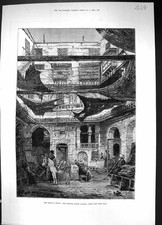 Old 1881 Egypt Scene Turkish Carpet Bazaar Cairo Donkey Buildings Fin Victorian