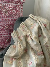 BESPOKE DESIGNER KATE FORMAN CHRISTOBEL LINEN CABBAGES ROSES INTERLINED CURTAINS