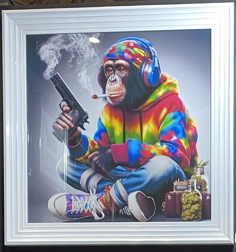 Gangster smoking monkey with