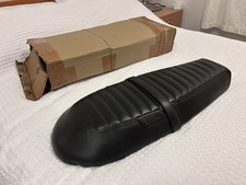 Trip Machine Custom Black Leather Flat Tracker Seat Royal Enfield Interceptor