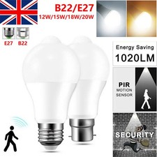 E27/B22 PIR Motion Sensor LED Lamp Bulb Globe Energy Saving Light Auto ON/OFF UK