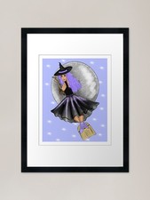 Flying Purple Witch On A