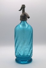 Antique French Turquoise Glass Soda Syphon Siphon