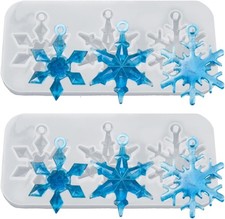 2 Set Christmas Silicone Molds, Snowflake Resin Molds, Silicone Hanging Tags