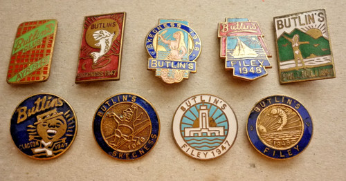 Nine vintage enamel badges - nine,