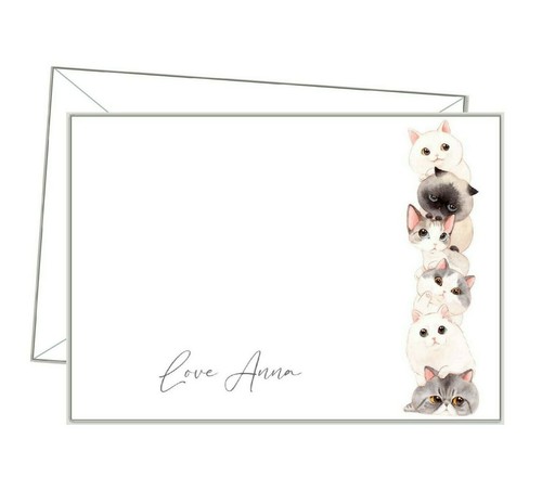 Cats personalised note cards - cats,
