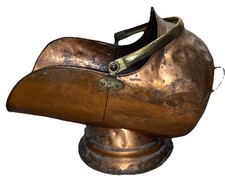 19th Century Antique Copper Coal Scuttle Bucket Hod Carrier