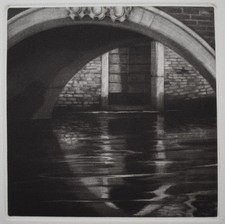 Venice backwater. Original mezzotint by listed USA artist Judith Rothchild c2000