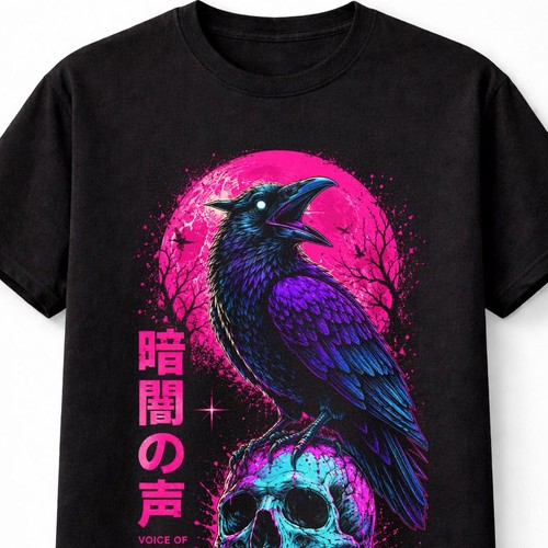 Raven skull japanese cyberpunk - skull,