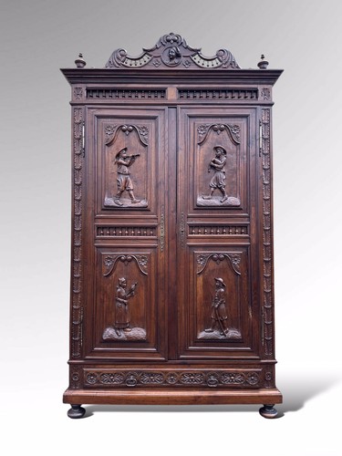 Antique french breton armoire - french,