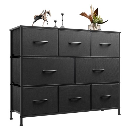 Durable drawer black dresser - 8-drawer,