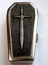 Vintage Metal Coffin Cigarette Case with hinged lid. 10.9 centimetre's in length