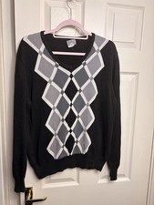 J.Lindeberg Black Argyle Cotton Sweater – Size M