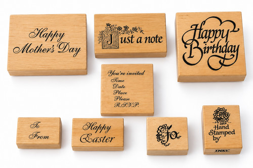 Wooden rubber stamps job lot - stamps,