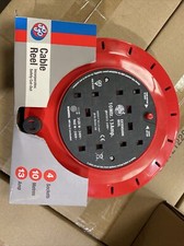 4 WAY 10M CABLE EXTENSION REEL LEAD MAINS SOCKET 13AMP ELECTRICAL 